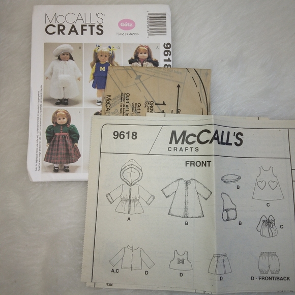 MCCALL'S 9618 Wardrobe 18 inch doll, Gotz doll, American Girl Doll - Picture 3 of 5